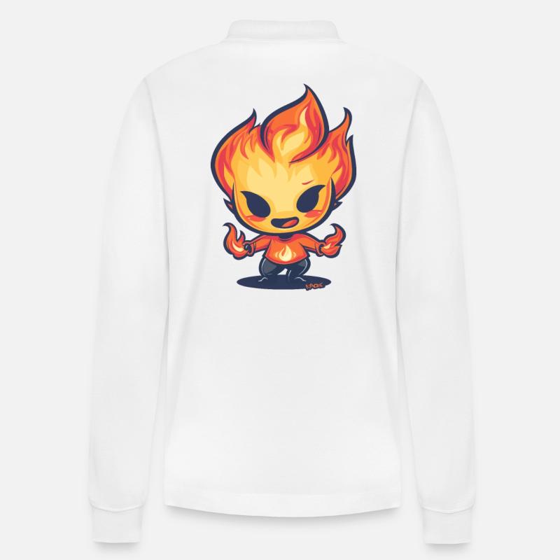 Flaming Flames : Personnage d’anime - Polo à manches longues bio PREPSTER Stanley/Stella Unisexe - blanc