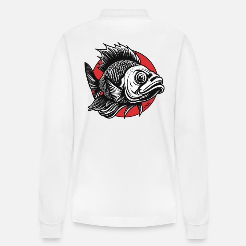 Der wütende Fisch - Stanley/Stella Unisex Bio-Langarm-Poloshirt Prepster - Weiß
