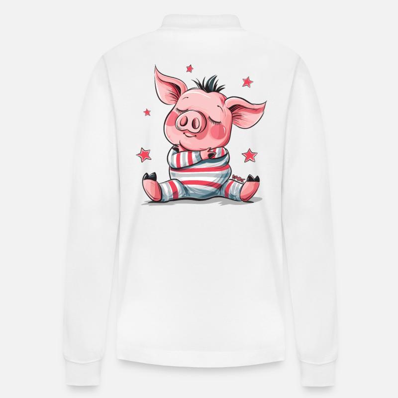 Cochon mignon qui dort - Polo à manches longues bio PREPSTER Stanley/Stella Unisexe - blanc
