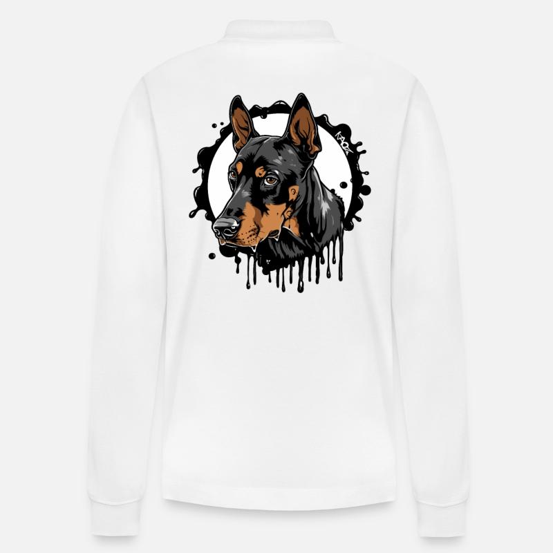 Dobermann Hund: Hundebesitzer - Stanley/Stella Unisex Bio-Langarm-Poloshirt Prepster - Weiß