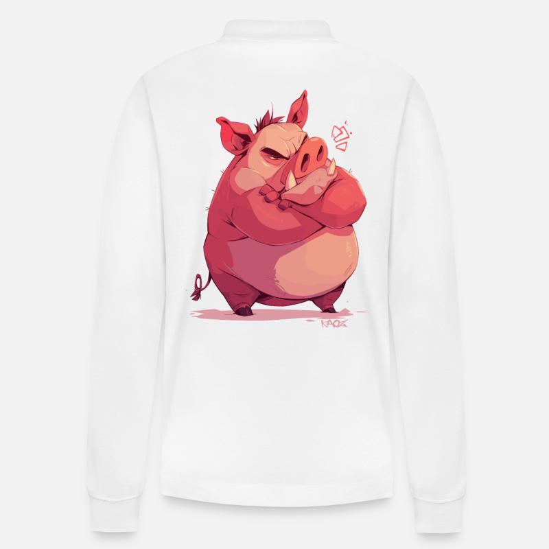 Verärgertes und beleidigtes Schwein - Stanley/Stella Unisex Bio-Langarm-Poloshirt Prepster - Weiß