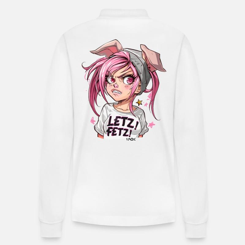 Selbstbewußt und stark, cooles Schweine-Mädchen - Stanley/Stella Unisex Bio-Langarm-Poloshirt Prepster - Weiß