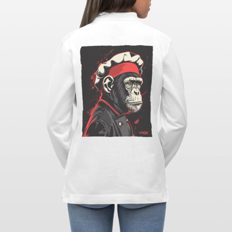 Monkey Chef and Monkey Chef Stanley/Stella Organic Unisex Long-Sleeved Polo Shirt Prepster