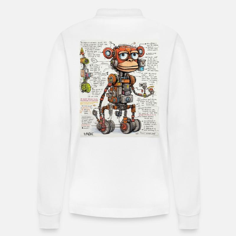 La structure du singe robotique - Polo à manches longues bio PREPSTER Stanley/Stella Unisexe - blanc