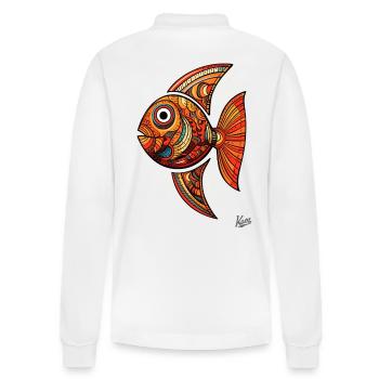 Gros, cool et drôle de poisson corail - Polo à manches longues bio PREPSTER Stanley/Stella Unisexe - blanc - Dos - Anna (173cm)