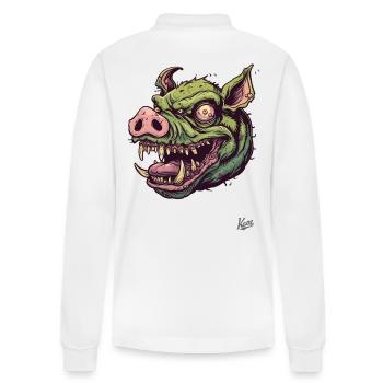 Massiver Grüner Schweine-Zombie-Kopf - Stanley/Stella Unisex Bio-Langarm-Poloshirt Prepster - Weiß - Hinten - Anna (173cm)