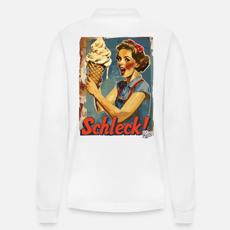 Liebe Dame mit riesigem Waffel-Eis - Stanley/Stella Unisex Bio-Langarm-Poloshirt Prepster - Weiß