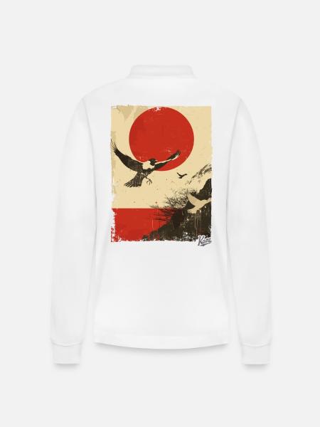 Propaganda Style: Nature and Birds - Stanley/Stella Organic Unisex Long-Sleeved Polo Shirt Prepster - white