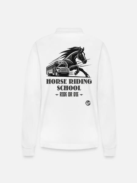 Reitschule "Reite oder Stirb", ein Pferde-Motiv - Stanley/Stella Unisex Bio-Langarm-Poloshirt Prepster - Weiß