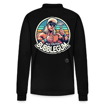 Never Obey, All Outta Bubblegum - Stanley/Stella Unisex Bio-Langarm-Poloshirt Prepster - Schwarz - Hinten - Anna (173cm)