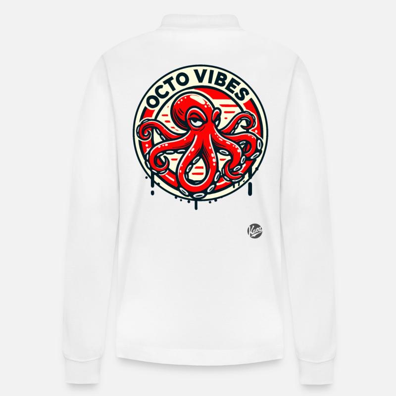 Schlechte Laune Oktopus - Stanley/Stella Unisex Bio-Langarm-Poloshirt Prepster - Weiß
