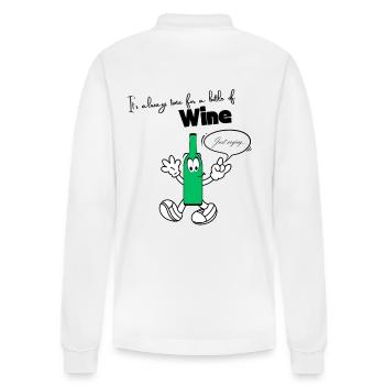 It´s always time for a bottle of wine-Wein Spruch - Stanley/Stella Unisex Bio-Langarm-Poloshirt Prepster - Weiß - Hinten - Anna (173cm)