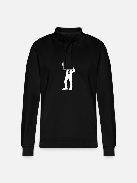 Beer Drinking Silhouette - Stanley/Stella Organic Unisex Long-Sleeved Polo Shirt Prepster - black