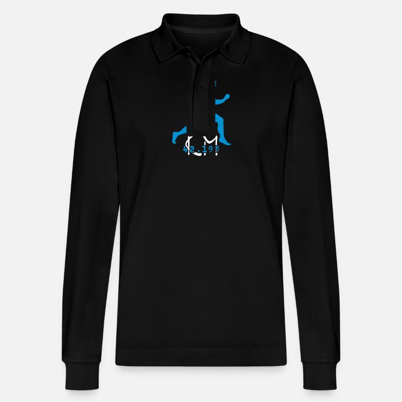 Runner / Läufer (1c) - Stanley/Stella Unisex Bio-Langarm-Poloshirt Prepster - Schwarz