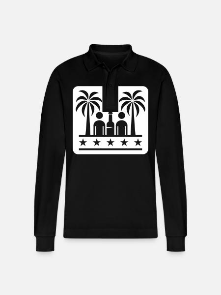Drinking Beach Party - Stanley/Stella Organic Unisex Long-Sleeved Polo Shirt Prepster - black