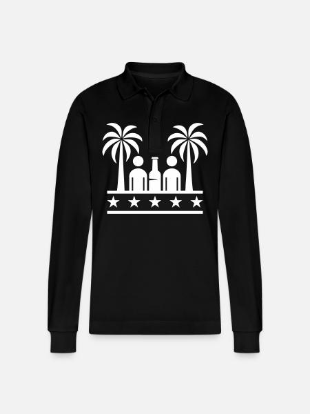 Drinking Beach Party - Stanley/Stella Organic Unisex Long-Sleeved Polo Shirt Prepster - black