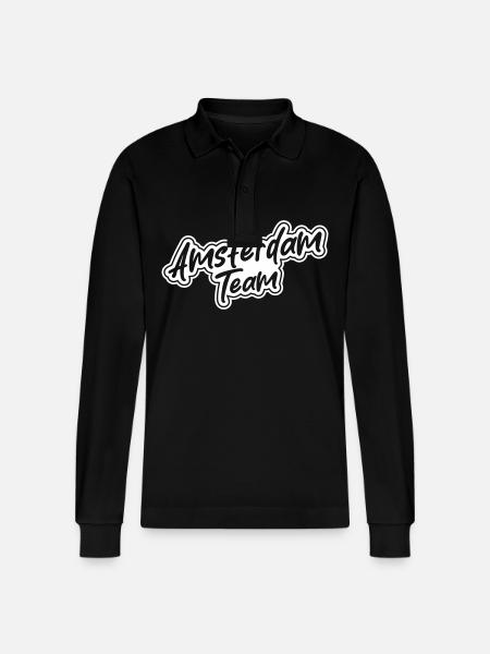 Amsterdam Team - Stanley/Stella Organic Unisex Long-Sleeved Polo Shirt Prepster - black