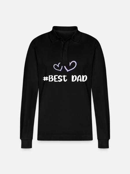 Best Dad Herz Liebe - Stanley/Stella Unisex Bio-Langarm-Poloshirt Prepster - Schwarz
