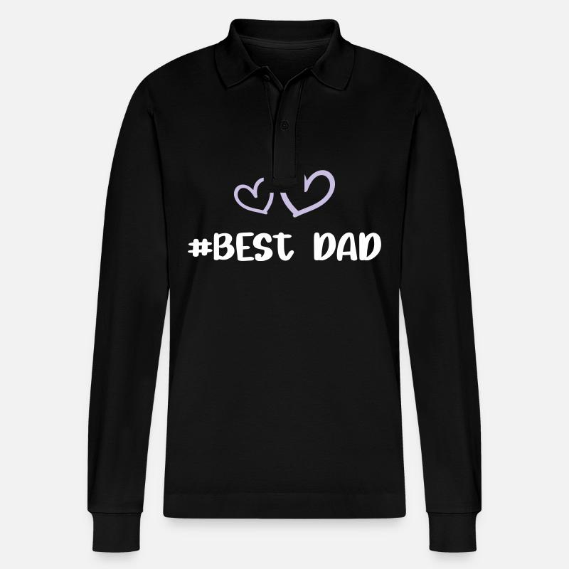 Best Dad Herz Liebe - Stanley/Stella Unisex Bio-Langarm-Poloshirt Prepster - Schwarz