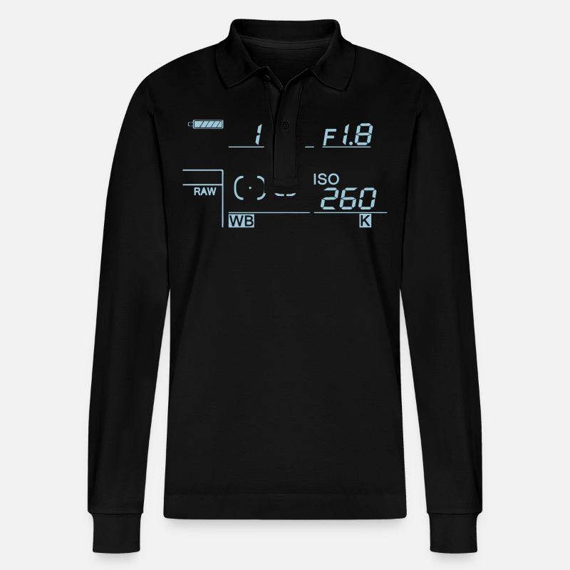 Kamera - Display - Stanley/Stella Unisex Bio-Langarm-Poloshirt Prepster - Schwarz