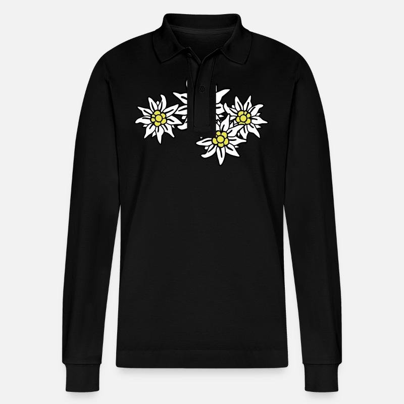edelweiss - Stanley/Stella Unisex Bio-Langarm-Poloshirt Prepster - Schwarz