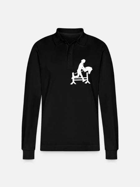 Hobby Horse Equestrian Design - Stanley/Stella Organic Unisex Long-Sleeved Polo Shirt Prepster - black