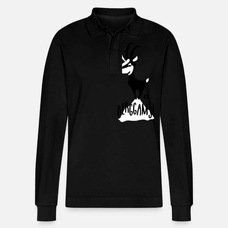 Gämse - Berggamsl - Stanley/Stella Unisex Bio-Langarm-Poloshirt Prepster - Schwarz