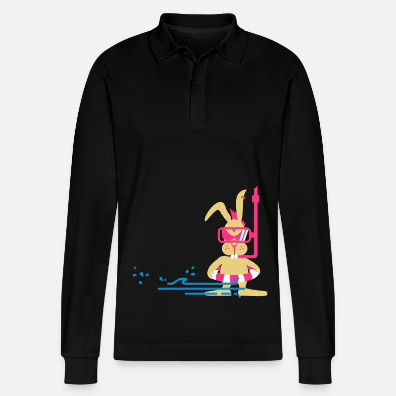 Diver bunny (3c) - Stanley/Stella Unisex Bio-Langarm-Poloshirt Prepster - Schwarz