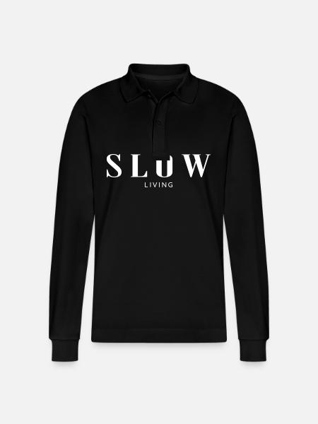 Slow living - Stanley/Stella Organic Unisex Long-Sleeved Polo Shirt Prepster - black