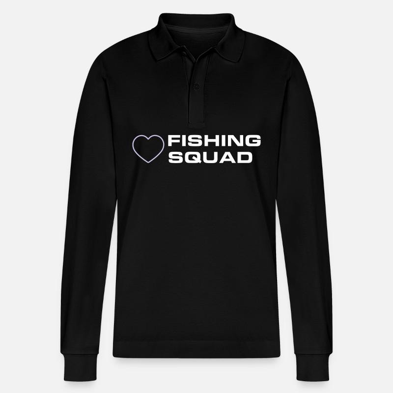 Fishing Squad - Stanley/Stella Unisex Bio-Langarm-Poloshirt Prepster - Schwarz