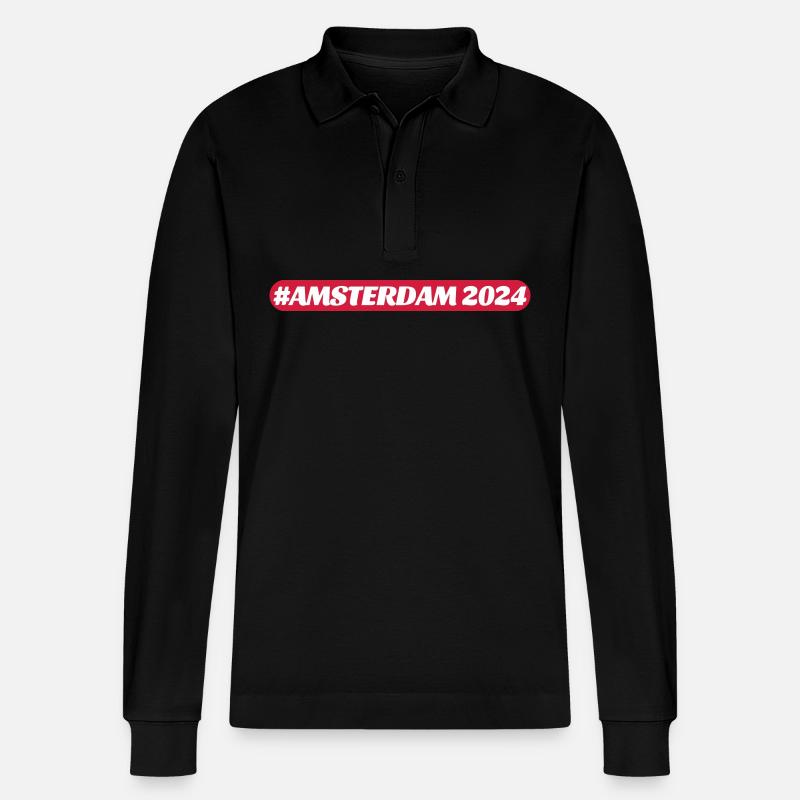 Amsterdam 2024 - Stanley/Stella Unisex Bio-Langarm-Poloshirt Prepster - Schwarz