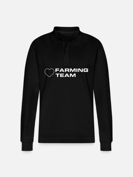 Farming Team Heart - Stanley/Stella Organic Unisex Long-Sleeved Polo Shirt Prepster - black