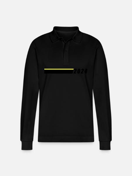 2024 year - Stanley/Stella Organic Unisex Long-Sleeved Polo Shirt Prepster - black