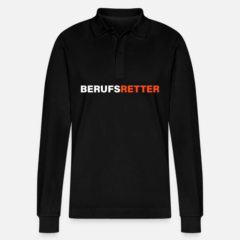 Berufsretter - Stanley/Stella Unisex Bio-Langarm-Poloshirt Prepster - Schwarz