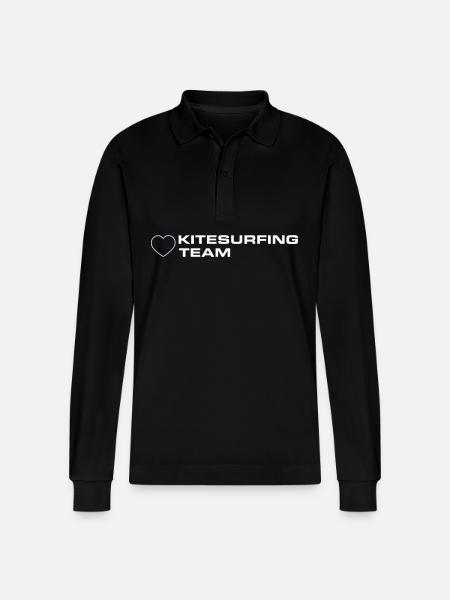 Kitesurfing Team Herz - Stanley/Stella Unisex Bio-Langarm-Poloshirt Prepster - Schwarz