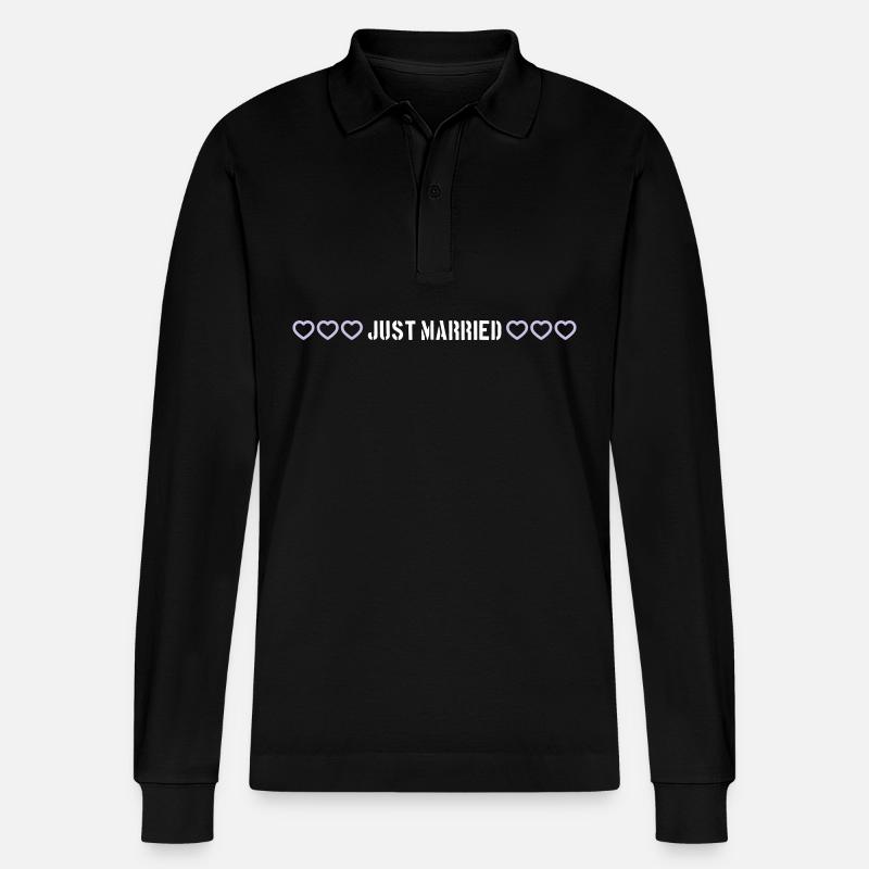 Just Married Hochzeit herzchen - Stanley/Stella Unisex Bio-Langarm-Poloshirt Prepster - Schwarz