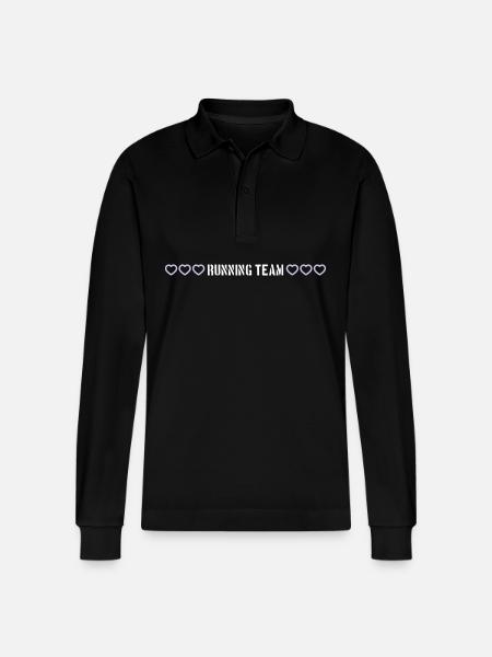 Running Team heart - Stanley/Stella Organic Unisex Long-Sleeved Polo Shirt Prepster - black