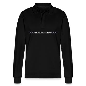 bachelorette team herzchen - Stanley/Stella Unisex Bio-Langarm-Poloshirt Prepster - Schwarz - Vorne - Anna (173cm) & Nico (186cm)