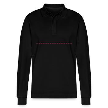 Line dashed - Stanley/Stella Organic Unisex Long-Sleeved Polo Shirt Prepster - black - Front - Anna (173cm) & Nico (186cm)