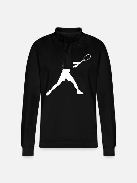 Tennis Player Silhouette - Stanley/Stella Organic Unisex Long-Sleeved Polo Shirt Prepster - black