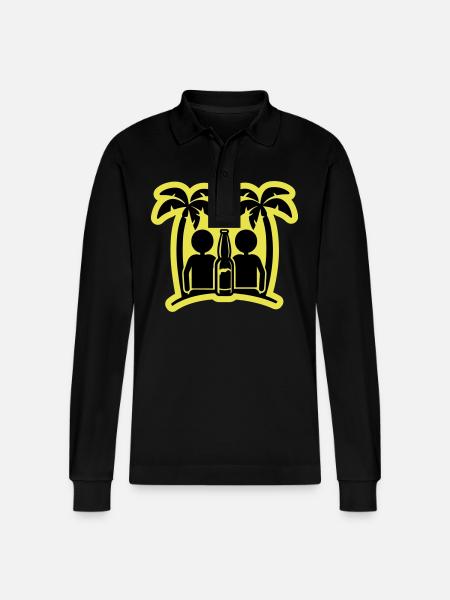 Island Beach Party Drinking - Stanley/Stella Organic Unisex Long-Sleeved Polo Shirt Prepster - black