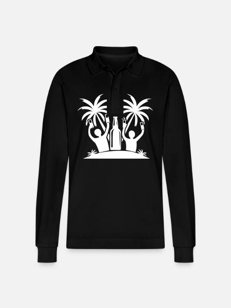 Island Party Celebrate Beer - Stanley/Stella Organic Unisex Long-Sleeved Polo Shirt Prepster - black