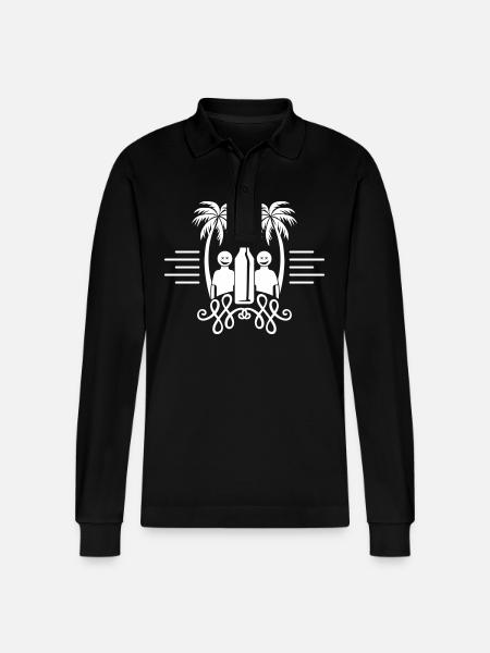 Palm Trees Beach Holiday Party - Stanley/Stella Organic Unisex Long-Sleeved Polo Shirt Prepster - black