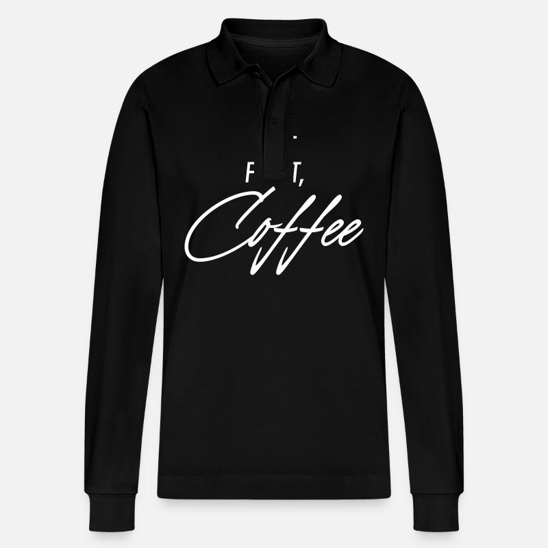 But first Coffee - Stanley/Stella Unisex Bio-Langarm-Poloshirt Prepster - Schwarz