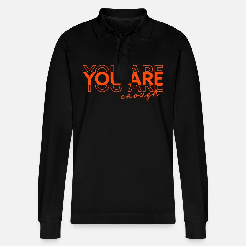You are enough - Stanley/Stella Unisex Bio-Langarm-Poloshirt Prepster - Schwarz