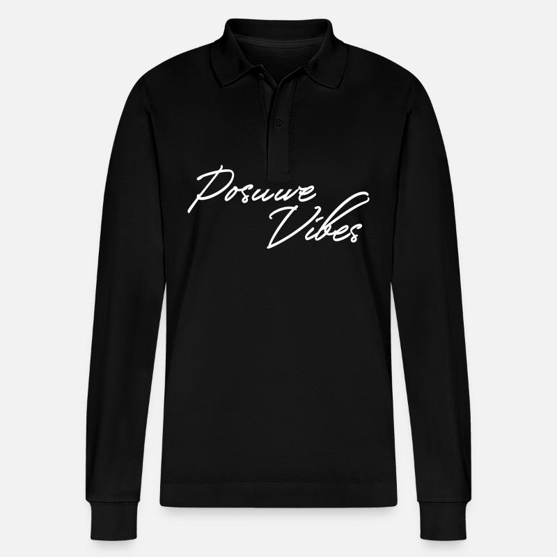Positive Vibes - Stanley/Stella Unisex Bio-Langarm-Poloshirt Prepster - Schwarz