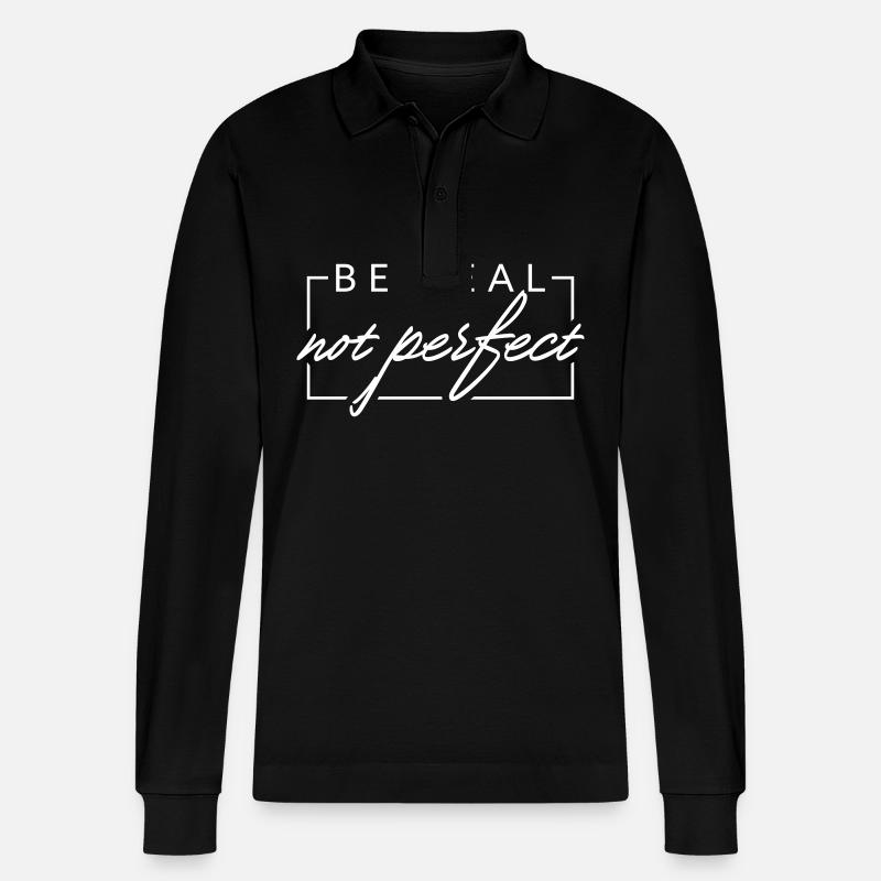 BE REAL not perfect - Stanley/Stella Unisex Bio-Langarm-Poloshirt Prepster - Schwarz