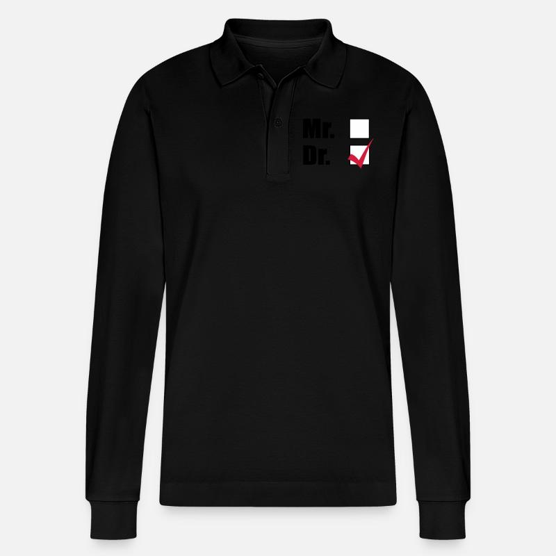 Doktortitel - Stanley/Stella Unisex Bio-Langarm-Poloshirt Prepster - Schwarz