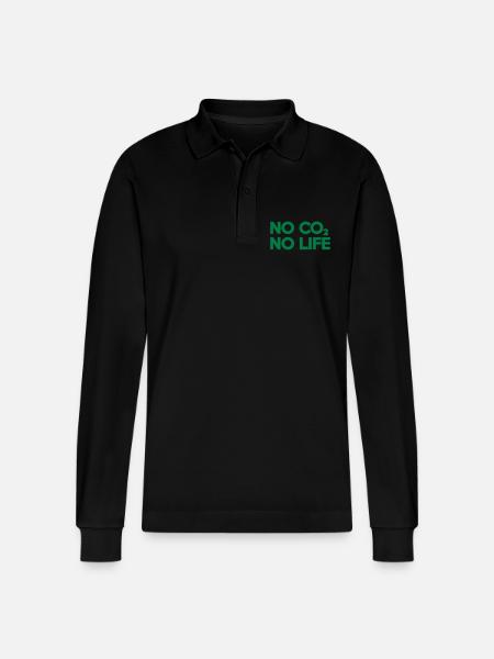 NO CO2 NO LIFE - Stanley/Stella Organic Unisex Long-Sleeved Polo Shirt Prepster - black