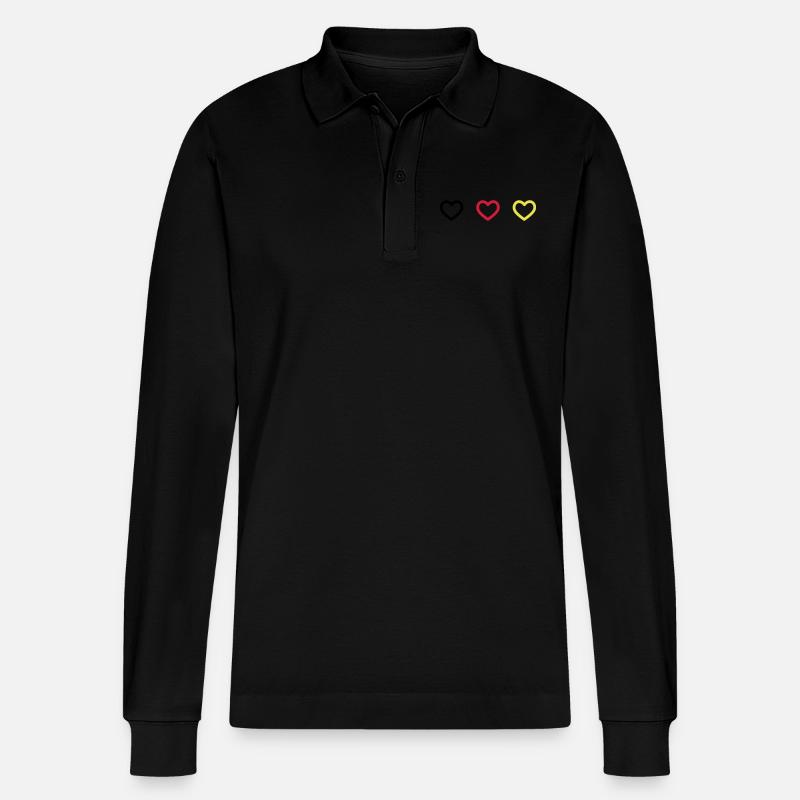 Herzen Deutschland - Stanley/Stella Unisex Bio-Langarm-Poloshirt Prepster - Schwarz